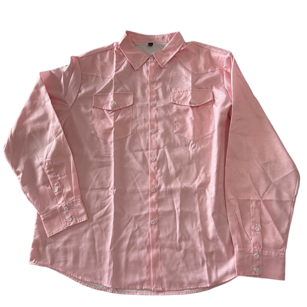 Women's Long Sleeve Pink Button Up Blouse Size 2XL #260585